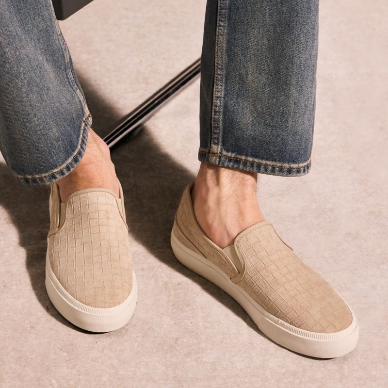 ARLO SLIP ON M - EMBOSSED SUEDE - BEIGE